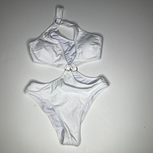 Hilinker White Cutout One Piece One Shoulder Swimsuit New S - Picture 1 of 7